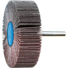 PFERD - 3" Diam x 1" Face Width, Aluminum Oxide Coated Mounted Flap Wheel - 1/4" Shank Mount, 120 Grit, 20,000 Max RPM - Eagle Tool & Supply