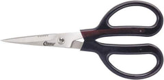 Clauss - 4" LOC, 7" OAL Stainless Steel Trimmers - Serrated, Plastic Coated Handle, For Paper, Fabric - Eagle Tool & Supply