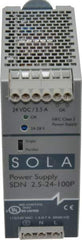 Sola/Hevi-Duty - 60 Watt, 2.50 Amp, 230 VAC Input, 24 VDC Output, DIN Rail Power Supply - 1.97 Inch Wide x 4.55 Inch Deep x 4.88 Inch High, Up to 87.5% Efficiency, 14 to 140°F, Green LED - Eagle Tool & Supply