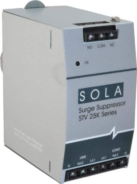 Sola/Hevi-Duty - 2.56 Inch Long x 4.87 Inch Wide x 4-3/4 Inch Deep, Hardwired Surge Protector - DIN Rail Mount, 120 V, 50 kA Surge Protection - Eagle Tool & Supply