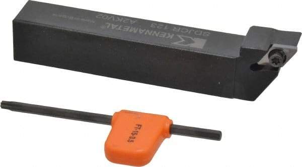 Kennametal - SDJC, Right Hand Cut, 3° Lead Angle, 3/4" Shank Height x 3/4" Shank Width, Neutral Rake Indexable Turning Toolholder - 4-1/2" OAL, DC..32.5. Insert Compatibility, Series Screw-On - Eagle Tool & Supply