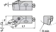 Kennametal - MTFN, Left Hand Cut, 0° Lead Angle, 1-1/2" Shank Height x 1-1/2" Shank Width, Negative Rake Indexable Turning Toolholder - 7" OAL, TN..66. Insert Compatibility, Series Kenloc - Eagle Tool & Supply