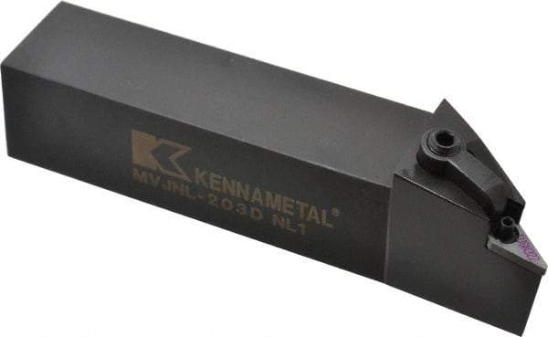 Kennametal - MVJN, Left Hand Cut, 3° Lead Angle, 1-1/4" Shank Height x 1-1/4" Shank Width, Negative Rake Indexable Turning Toolholder - 6" OAL, VN..33. Insert Compatibility, Series Kenloc - Eagle Tool & Supply