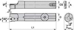 Kennametal - 21.39mm Min Bore Diam, 254mm OAL, 5/8" Shank Diam, A-SCLP-D Indexable Boring Bar - CP.. Insert, Screw Holding Method - Eagle Tool & Supply
