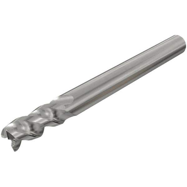 Iscar - 5/8", 3 Flute, Single End, Solid Carbide, 0.008" Corner Radius End Mill - 3-1/2" OAL, 45° Helix, Right Hand Flute, 1" LOC, Right Hand Cut - Eagle Tool & Supply