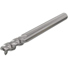 Iscar - 5/8", 3 Flute, Single End, Solid Carbide, 0.008" Corner Radius End Mill - 3-1/2" OAL, 45° Helix, Right Hand Flute, 1" LOC, Right Hand Cut - Eagle Tool & Supply