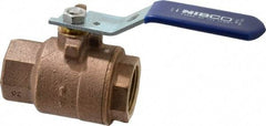 NIBCO - 1" Pipe, Full Port, Bronze Standard Ball Valve - 2 Piece, Inline - One Way Flow, FNPT x FNPT Ends, Lever Handle, 600 WOG, 150 WSP - Eagle Tool & Supply