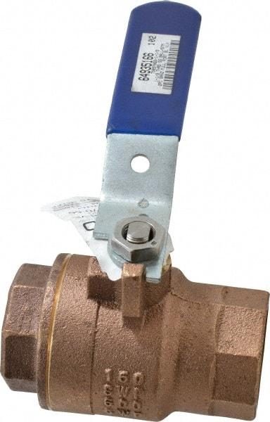 NIBCO - 1-1/2" Pipe, Full Port, Bronze Standard Ball Valve - 2 Piece, Inline - One Way Flow, FNPT x FNPT Ends, Lever Handle, 600 WOG, 150 WSP - Eagle Tool & Supply