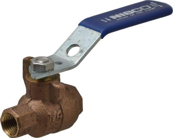 NIBCO - 1/4" Pipe, Full Port, Bronze Standard Ball Valve - 2 Piece, Inline - One Way Flow, FNPT x FNPT Ends, Lever Handle, 600 WOG, 150 WSP - Eagle Tool & Supply