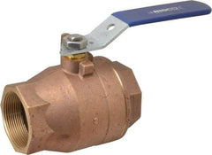 NIBCO - 2" Pipe, Full Port, Bronze Standard Ball Valve - 2 Piece, Inline - One Way Flow, FNPT x FNPT Ends, Lever Handle, 600 WOG, 150 WSP - Eagle Tool & Supply