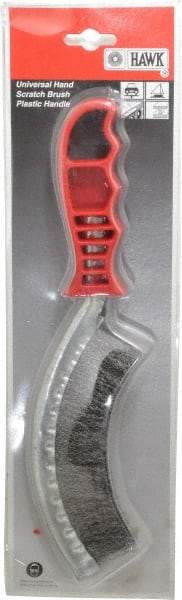 Value Collection - 1" Trim Length Steel Scratch Brush - 5-1/2" Brush Length, 10" OAL, 1" Trim Length, Plastic Ergonomic Handle - Eagle Tool & Supply