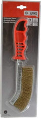 Made in USA - 1" Trim Length Brass Coated Steel Scratch Brass Coated Brush - 5-1/2" Brush Length, 10" OAL, 1" Trim Length, Plastic Ergonomic Handle - Eagle Tool & Supply