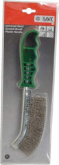 Made in USA - 1" Trim Length Stainless Steel Scratch Stainless Steel Brush - 5-1/2" Brush Length, 10" OAL, 1" Trim Length, Plastic Ergonomic Handle - Eagle Tool & Supply