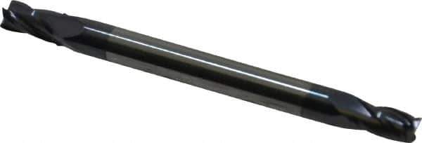 Accupro - 7/64", 3/16" LOC, 1/8" Shank Diam, 1-1/2" OAL, 4 Flute, Solid Carbide Square End Mill - Double End, AlTiN Finish, Spiral Flute, 30° Helix, Centercutting, Right Hand Cut, Right Hand Flute - Eagle Tool & Supply