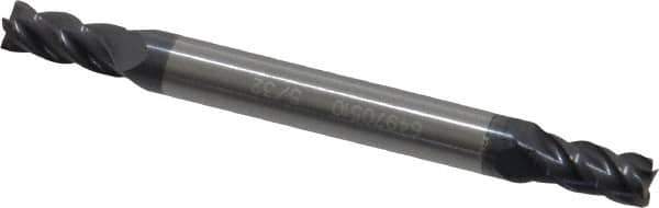 Accupro - 5/32", 5/16" LOC, 3/16" Shank Diam, 2" OAL, 4 Flute, Solid Carbide Square End Mill - Double End, AlTiN Finish, Spiral Flute, 40° Helix, Centercutting, Right Hand Cut, Right Hand Flute - Eagle Tool & Supply