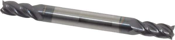 Accupro - 7/32", 7/16" LOC, 1/4" Shank Diam, 2-1/2" OAL, 4 Flute, Solid Carbide Square End Mill - Double End, AlTiN Finish, Spiral Flute, 40° Helix, Centercutting, Right Hand Cut, Right Hand Flute - Eagle Tool & Supply