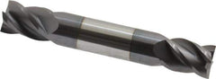 Accupro - 7/16", 9/16" LOC, 7/16" Shank Diam, 2-3/4" OAL, 4 Flute, Solid Carbide Square End Mill - Double End, AlTiN Finish, Spiral Flute, 40° Helix, Centercutting, Right Hand Cut, Right Hand Flute - Eagle Tool & Supply