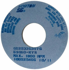 Norton - 14" Diam x 5" Hole x 1" Thick, K Hardness, 60 Grit Surface Grinding Wheel - Ceramic, Type 1, Medium Grade, 1,800 Max RPM, Vitrified Bond, No Recess - Eagle Tool & Supply