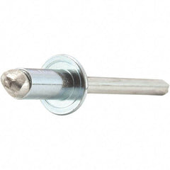 STANLEY Engineered Fastening - Size 6 Dome Head Stainless Steel Open End Blind Rivet - Stainless Steel Mandrel, 0.376" to 1/2" Grip, 3/16" Head Diam, 0.192" to 0.196" Hole Diam, 0.116" Body Diam - Eagle Tool & Supply