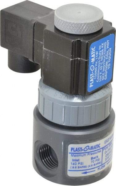 Plast-O-Matic - Direct Acting, PVC Solenoid Valve - Normally Closed, Viton Seal - Eagle Tool & Supply