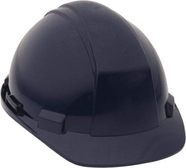 North - ANSI Type II, Class E Rated, 4-Point, Ratchet Adjustment Hard Hat - Size 6-1/2 to 8, Navy Blue, Standard Brim - Eagle Tool & Supply