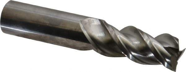 Niagara Cutter - 3/4", 1-5/8" LOC, 3/4" Shank Diam, 4" OAL, 3 Flute, Solid Carbide Square End Mill - Single End, Uncoated, Spiral Flute, 45° Helix, Centercutting, Right Hand Cut, Right Hand Flute, Series A345 - Eagle Tool & Supply