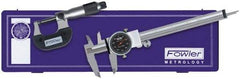 Fowler - 3 Piece, Machinist Caliper and Micrometer Tool Kit - 0 to 6 Inch Caliper, 0 to 1 Inch Micrometer, 0.0001 Inch Graduation - Eagle Tool & Supply