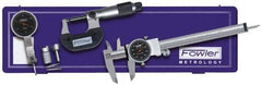 Fowler - 9 Piece, 0" to 0.03" Measuring Range, 0-100 Dial Reading, Black Dial Test Indicator Kit - 0.0005" Dial Graduation - Eagle Tool & Supply