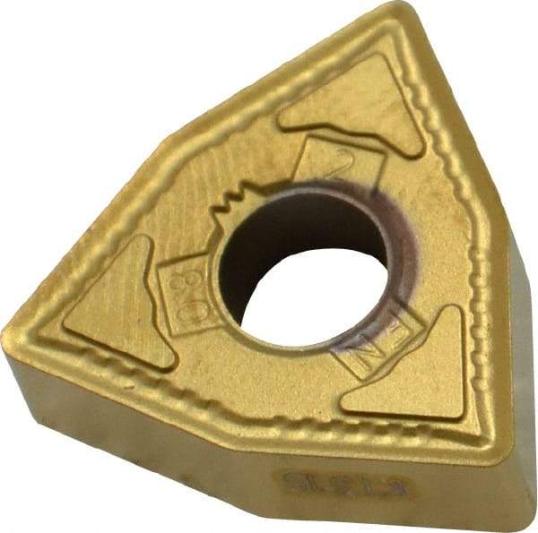 Kennametal - WNMG432 FN Grade KT315 Cermet Turning Insert - TiN/TiCN/TiN Finish, 80° Trigon, 1/2" Inscr Circle, 3/16" Thick, 1/32" Corner Radius - Eagle Tool & Supply