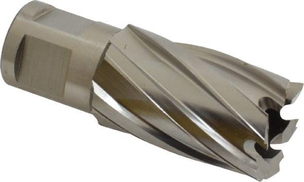 Annular Cutter: 0.9055″ Dia, High Speed Steel 3/4″ Shank Dia, Weldon Flat Shank, 2 Flats, Bright/Uncoated