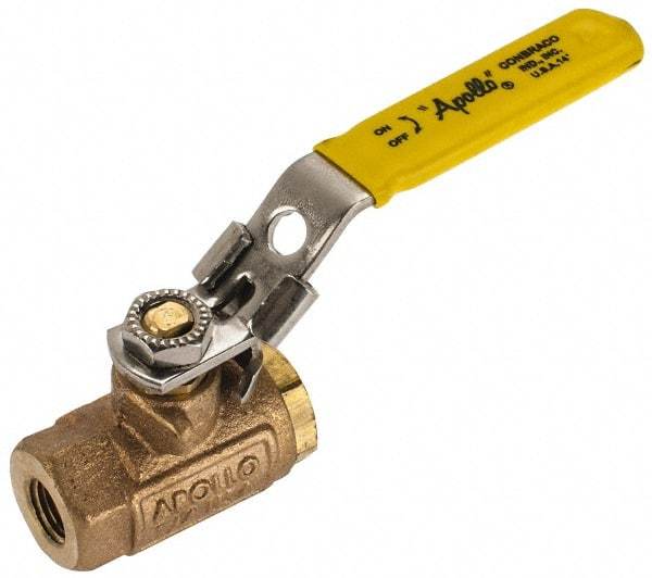 Apollo - 1/4" Pipe, Standard Port, Bronze Standard Ball Valve - 2 Piece, NPT Ends, Locking Lever Handle, 600 WOG, 150 WSP - Eagle Tool & Supply