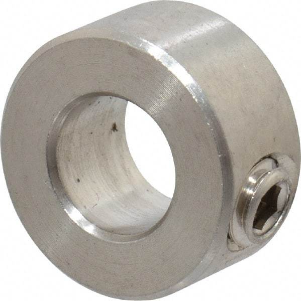 Climax Metal Products - 3/8" Bore, Stainless Steel, Set Screw Solid Set Screw Collars - 3/4" Outside Diam, 3/8" Wide - Eagle Tool & Supply