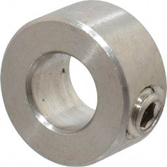 Climax Metal Products - 3/8" Bore, Stainless Steel, Set Screw Solid Set Screw Collars - 3/4" Outside Diam, 3/8" Wide - Eagle Tool & Supply