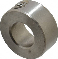 Climax Metal Products - 1/2" Bore, Stainless Steel, Set Screw Solid Set Screw Collars - 1" Outside Diam, 7/16" Wide - Eagle Tool & Supply