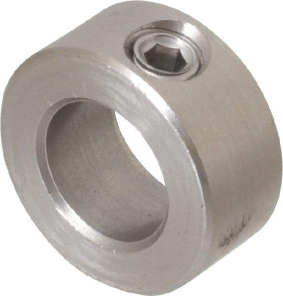 Climax Metal Products - 5/8" Bore, Stainless Steel, Set Screw Solid Set Screw Collars - 1-1/8" Outside Diam, 1/2" Wide - Eagle Tool & Supply
