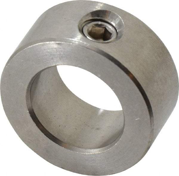 Climax Metal Products - 3/4" Bore, Stainless Steel, Set Screw Solid Set Screw Collars - 1-1/4" Outside Diam, 9/16" Wide - Eagle Tool & Supply
