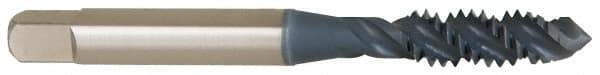 OSG - 1/2-13 UNC 3 Flute 3B Plug Spiral Flute Tap - High Speed Steel, TiCN Finish, 3-3/8" OAL, Right Hand Flute, Right Hand Thread, H3, Series 107 - Eagle Tool & Supply
