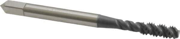 OSG - #8-32 UNC 3 Flute 3B Bottoming Spiral Flute Tap - High Speed Steel, elektraLUBE Finish, 2-1/8" OAL, Right Hand Flute, Right Hand Thread, H2, Series 107 - Eagle Tool & Supply