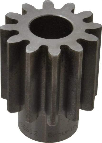 Browning - 6 Pitch, 2" Pitch Diam, 2.33" OD, 12 Tooth Spur Gear - 2" Face Width, 1" Bore Diam, 1-1/2" Hub Diam, 20° Pressure Angle, Steel - Eagle Tool & Supply