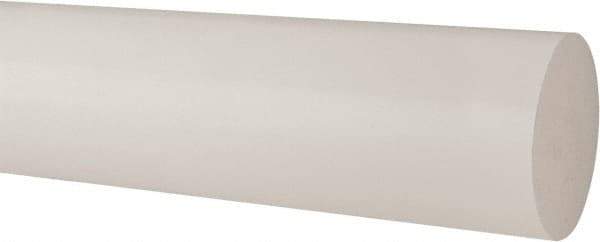Made in USA - 1' Long, 4" Diam, Polypropylene Plastic Rod - Natural (Color) - Eagle Tool & Supply