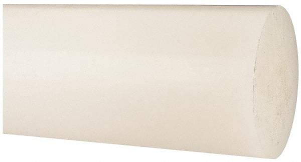 Made in USA - 3' Long, 4" Diam, Polypropylene Plastic Rod - Natural (Color) - Eagle Tool & Supply