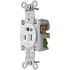 Hubbell Wiring Device-Kellems - 125V 15A NEMA 5-15R Hospital Grade White Straight Blade Single Receptacle - Eagle Tool & Supply