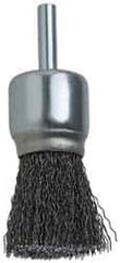 DeWALT - 1" Brush Diam, Crimped, End Brush - 1/4" Diam Shank, 20,000 Max RPM - Eagle Tool & Supply