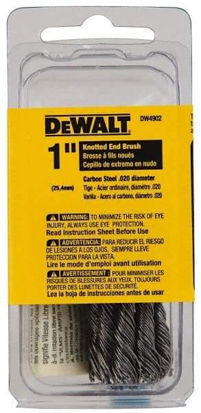 DeWALT - 1" Brush Diam, Knotted, End Brush - 1/4" Diam Shank, 20,000 Max RPM - Eagle Tool & Supply