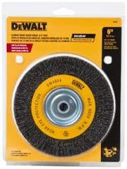 DeWALT - 6" OD, 3/8" Arbor Hole, Crimped Steel Wheel Brush - 3/4" Face Width, 0.014" Filament Diam, 6,000 RPM - Eagle Tool & Supply