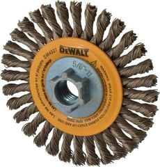 DeWALT - 4" OD, 5/8-11 Arbor Hole, Knotted Stainless Steel Wheel Brush - 0.02" Filament Diam, 20,000 RPM - Eagle Tool & Supply