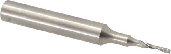 Onsrud - 1/16" Cutting Diam x 1/4" Length of Cut, 1 Flute, Upcut Spiral Router Bit - Uncoated, Right Hand Cut, Solid Carbide, 2" OAL x 1/4" Shank Diam, Single Edge, 21° Helix Angle - Eagle Tool & Supply