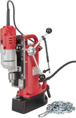 Milwaukee Tool - 1/2" Chuck, 9" Travel, Portable Electromagnetic Drill Press - 600 RPM, 7.2 Amps, 120 Volts, 9' Cord Length - Eagle Tool & Supply