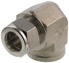 Parker - 3/4" OD, Stainless Steel Female Elbow - -425 to 1,200°F, 1-3/8" Hex, Comp x FNPT Ends - Eagle Tool & Supply