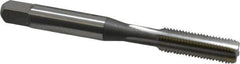 OSG - 1/4-32 UNEF 4 Flute Bright Finish High Speed Steel Straight Flute Standard Hand Tap - Bottoming, Right Hand Thread, 2-1/2" OAL, 1" Thread Length, H3 Limit, Oversize - Eagle Tool & Supply